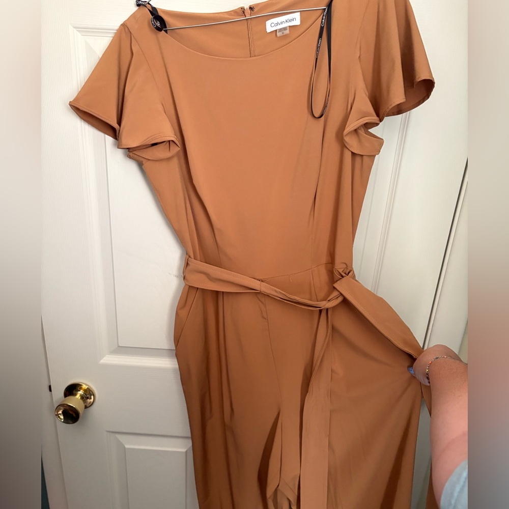 Calvin Klein Tan Jumpsuit with Belt